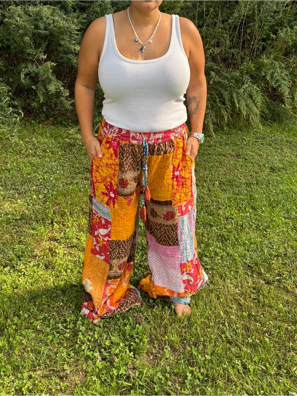 Patchwork pants Kantha pants upcycled clothing